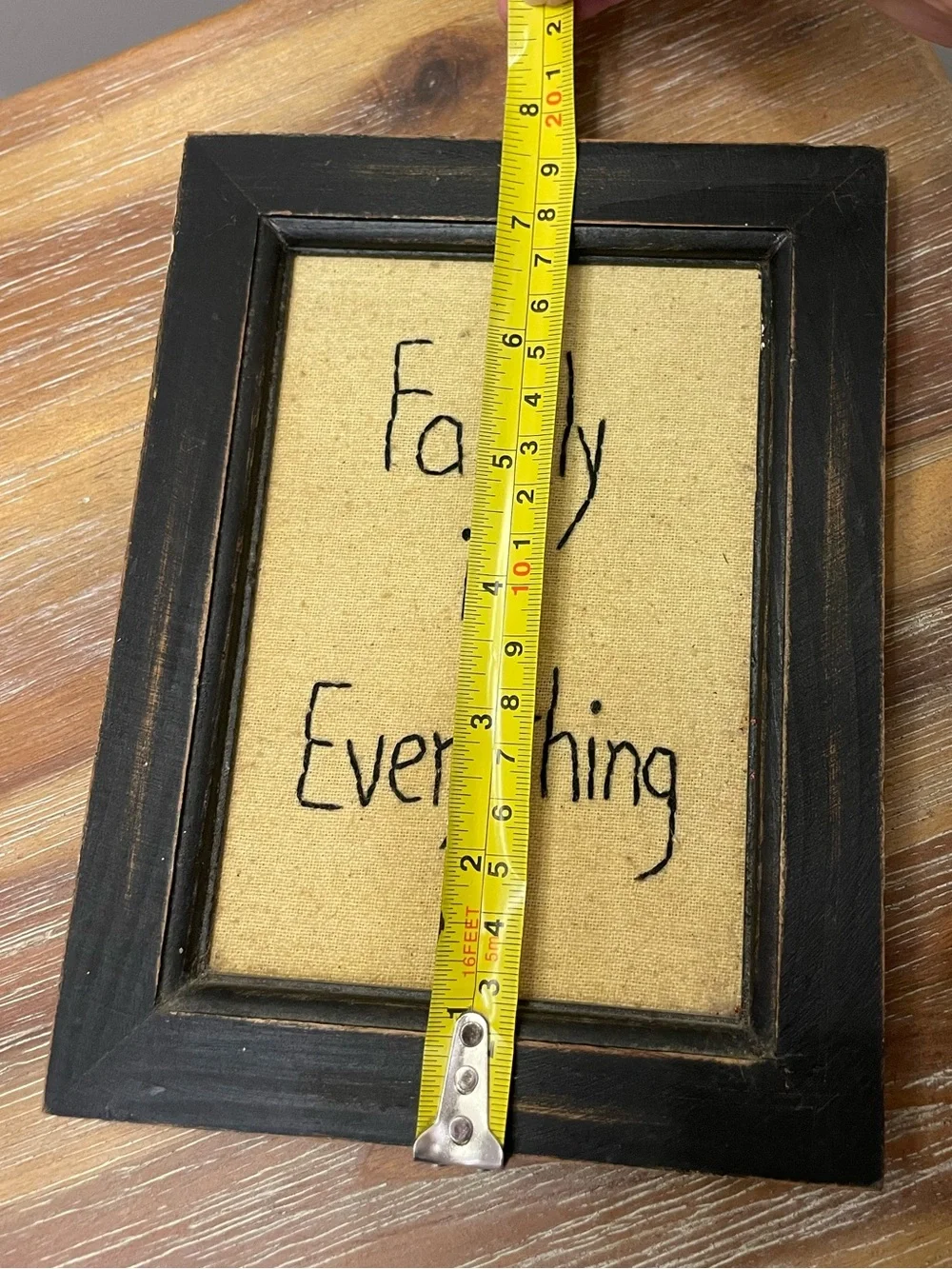 Family Is Everything Framed Burlap Wall Accent - Black Distressed Frame